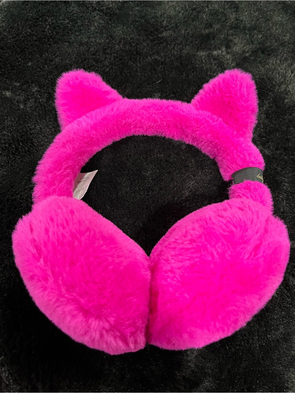 Baby Phat Plush Cat Earmuffs - Hot Pink